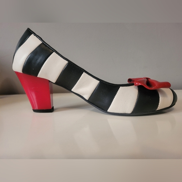 Lola Ramona Black and White Striped Heels, VGUC, Size 40 - Picture 5 of 12